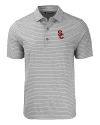 USC Trojans Cutter & Buck Forge Eco Heather Stripe Stretch Recycled Mens Polo Elemental Grey Heather Mannequin Thumbnail Image
