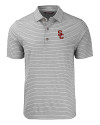USC Trojans Cutter & Buck Forge Eco Heather Stripe Stretch Recycled Mens Polo Elemental Grey Heather Mannequin Thumbnail Image