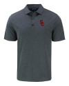 USC Trojans Cutter & Buck Forge Eco Stretch Recycled Mens Big & Tall Polo Dark Black Heather Mannequin Thumbnail Image