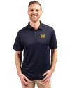 Michigan Wolverines Cutter & Buck Forge Eco Stretch Recycled Mens Polo Navy Blue Front Thumbnail Image