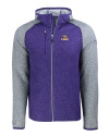 LSU Tigers Cutter & Buck Mainsail Full Zip Hooded Mens Jacket College Purple Heather/Polished Heather Mannequin Thumbnail Image