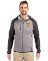 Tennessee Volunteers Cutter & Buck Mainsail Full Zip Hooded Mens Jacket Polished Heather/Charcoal Heather Front Thumbnail Image