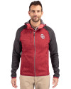 Oklahoma Sooners - Cutter & Buck Mainsail Full Zip Hooded Mens Jacket Cardinal Red Heather/Charcoal Heather Front Thumbnail Image