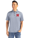 Nebraska Cornhuskers Cutter & Buck Pike Eco Pebble Print Stretch Recycled Mens Polo Polished/White Front Thumbnail Image