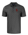 USC Trojans Cutter & Buck Pike Eco Pebble Print Stretch Recycled Mens Polo Black Mannequin Thumbnail Image