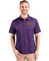 Clemson Tigers Cutter & Buck Pike Eco Tonal Geo Print Stretch Recycled Mens Polo College Purple Front Thumbnail Image