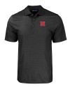 Nebraska Cornhuskers Cutter & Buck Pike Eco Tonal Geo Print Stretch Recycled Mens Polo Black Mannequin Thumbnail Image