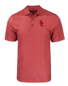 USC Trojans Cutter & Buck Pike Eco Tonal Geo Print Stretch Recycled Mens Big & Tall Polo Cardinal Red Mannequin Thumbnail Image