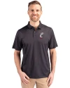 Cincinnati Bearcats Cutter & Buck Pike Eco Tonal Geo Print Stretch Recycled Mens Big & Tall Polo Black Front Thumbnail Image