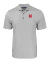 Nebraska Cornhuskers Cutter & Buck Pike Eco Tonal Geo Print Stretch Recycled Mens Big & Tall Polo Elemental Grey Mannequin Thumbnail Image