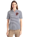 View image 1: Portland Sea Dogs Cutter & Buck Virtue Recycled Stripe Featherlight Pique Womens Half Zip Navy Blue Front
