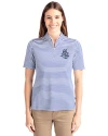 Hartford Yard Goats Cutter & Buck Virtue Eco Pique Stripe Recycled Womens Top Tour Blue Front Thumbnail Image