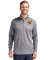 Las Vegas Aviators Cutter & Buck Traverse Stretch Eco Stripe Quarter Zip Mens Pullover Elemental Grey Front Thumbnail Image