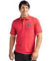 Louisville Bats Cutter & Buck Forge Pencil Stripe Stretch Mens Polo Red Front Thumbnail Image