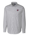 Jacksonville Jumbo Shrimp Cutter & Buck Stretch Oxford Stripe Mens Long Sleeve Dress Shirt Charcoal Mannequin Thumbnail Image