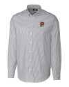 Portland Sea Dogs Cutter & Buck Stretch Oxford Stripe Mens Long Sleeve Dress Shirt Charcoal Mannequin Thumbnail Image