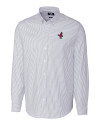 Memphis Redbirds Cutter & Buck Stretch Oxford Stripe Mens Long Sleeve Dress Shirt Light Blue Mannequin Thumbnail Image