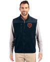 Chicago Bears Historic Cutter & Buck Cascade Eco Sherpa Mens Big and Tall Fleece Vest Navy Blue Front Thumbnail Image