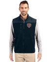 Chicago Bears Historic Cutter & Buck Cascade Epic Comfort Recycled Sherpa Fleece Mens Big & Tall Full Zip Vest Navy Blue Front Thumbnail Image