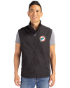 Miami Dolphins Historic Cutter & Buck Charter Eco Recycled Mens Full-Zip Vest Black Front Thumbnail Image
