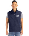 View image 1: New York Giants Historic Cutter & Buck Charter Recycled Packable Mens Big & Tall Full Zip Vest Navy Blue Front