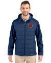 Chicago Bears Historic Cutter & Buck Evoke Hybrid Eco Softshell Recycled Full Zip Mens Big & Tall Hooded Jacket Navy Blue Front Thumbnail Image