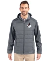 Arizona Cardinals Historic Cutter & Buck Evoke Hybrid Eco Softshell Recycled Full Zip Mens Big & Tall Hooded Jacket Elemental Grey Front Thumbnail Image