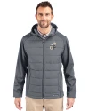New Orleans Saints Historic Cutter & Buck Evoke Hybrid Eco Softshell Recycled Full Zip Mens Big & Tall Hooded Jacket Elemental Grey Front Thumbnail Image