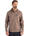 Cleveland Browns Historic Cutter & Buck Roam Epic Versatility Half Zip Recycled Mens Hooded Pullover Mushroom Front Thumbnail Image
