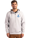 View image 7: Detroit Lions Historic Cutter & Buck Roam Recycled Buttery-Soft Knit Mens Half Zip Hooded Pullover Solitaire Front