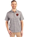 Chicago Bears Historic Cutter & Buck Forge Eco Heather Stripe Stretch Recycled Mens Big & Tall Polo Elemental Grey Heather Front Thumbnail Image