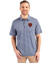 Chicago Bears Historic Cutter & Buck Forge Eco Heather Stripe Stretch Recycled Mens Big & Tall Polo Navy Blue Heather Front Thumbnail Image