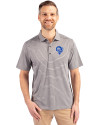 Los Angeles Rams Historic Cutter & Buck Forge Eco Heather Stripe Stretch Recycled Mens Big & Tall Polo Elemental Grey Heather Front Thumbnail Image