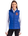 Denver Broncos Historic Cutter & Buck Evoke Hybrid Softshell Recycled Womens Full Zip Vest Tour Blue Front Thumbnail Image