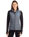 Detroit Lions Historic Cutter & Buck Evoke Recycled Honeycomb Fleece Womens Hybrid Full Zip Vest Elemental Grey Front Thumbnail Image