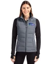 Seattle Seahawks Historic Cutter & Buck Evoke Hybrid Softshell Recycled Womens Full Zip Vest Elemental Grey Front Thumbnail Image