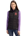 Tampa Bay Buccaneers Historic Cutter & Buck Evoke Hybrid Softshell Recycled Womens Full Zip Vest Black Front Thumbnail Image