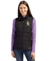 Green Bay Packers Historic Cutter & Buck Evoke Recycled Honeycomb Fleece Womens Hybrid Full Zip Vest Black Front Thumbnail Image
