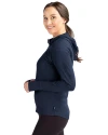 Los Angeles Chargers Historic Cutter & Buck Daybreak Eco Recycled Womens Half Zip Hoodie Navy Blue Side Thumbnail Image