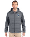 Indianapolis Colts Historic Cutter & Buck Evoke Hybrid Softshell Recycled Full Zip Mens Hooded Jacket Elemental Grey Front Thumbnail Image
