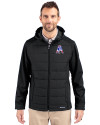 View image 1: New England Patriots Historic Cutter & Buck Evoke Recycled Honeycomb Fleece Mens Hybrid Full Zip Jacket Black Front