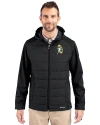 View image 1: Green Bay Packers Historic Cutter & Buck Evoke Recycled Honeycomb Fleece Mens Hybrid Full Zip Jacket Black Front
