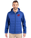 Buffalo Bills Historic Cutter & Buck Evoke Recycled Honeycomb Fleece Mens Hybrid Full Zip Jacket Tour Blue Front Thumbnail Image