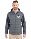 Arizona Cardinals Historic Cutter & Buck Evoke Hybrid Softshell Recycled Full Zip Mens Hooded Jacket Elemental Grey Front Thumbnail Image