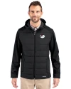 View image 1: Arizona Cardinals Historic Cutter & Buck Evoke Recycled Honeycomb Fleece Mens Hybrid Full Zip Jacket Black Front