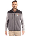 Miami Dolphins Historic Cutter & Buck Cascade Eco Fleece Mens Vest Elemental Grey/Black Front Thumbnail Image