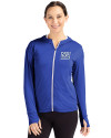 New York Giants Historic Cutter & Buck Daybreak Eco Recycled Womens Full Zip Hoodie Tour Blue Front Thumbnail Image