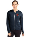Chicago Bears Historic Cutter & Buck Daybreak Eco Recycled Womens Full Zip Hoodie Navy Blue Front Thumbnail Image