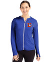 Denver Broncos Historic Cutter & Buck Daybreak Eco Recycled Womens Full Zip Hoodie Tour Blue Front Thumbnail Image