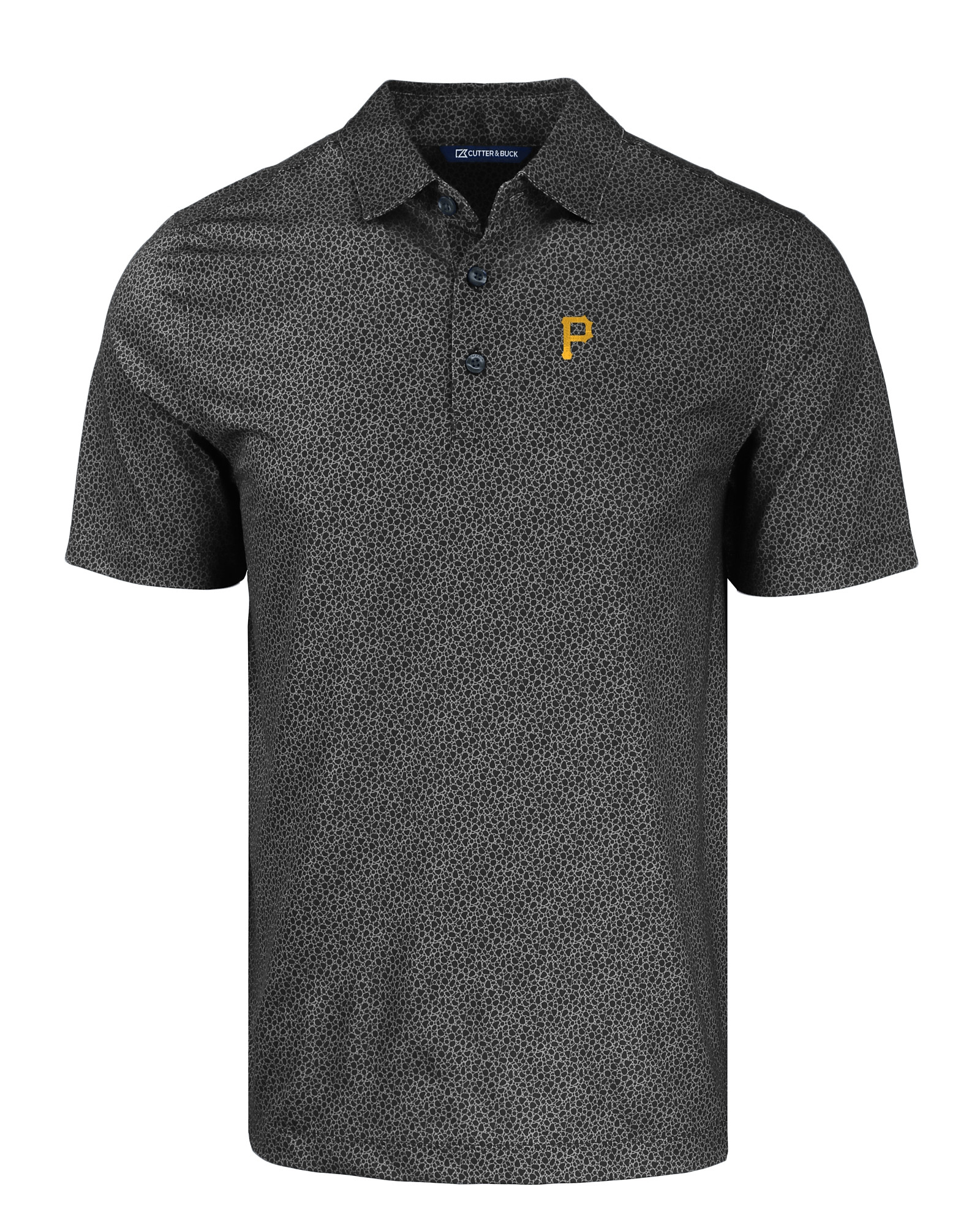 Pittsburgh Pirates Cutter & Buck Pike Eco Pebble Print Stretch Recycled Polo  - Black